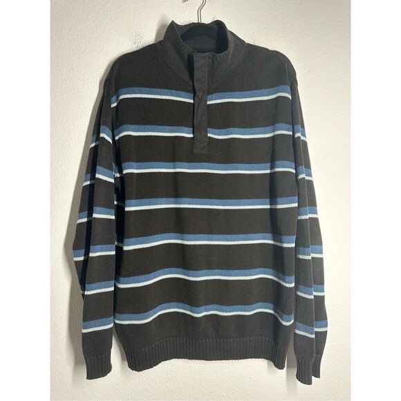 Rare Vintage Armand Thiery Cotton Men’s Sweater Sz L Brown Blue 1/2 Zip See Note - Picture 1 of 13